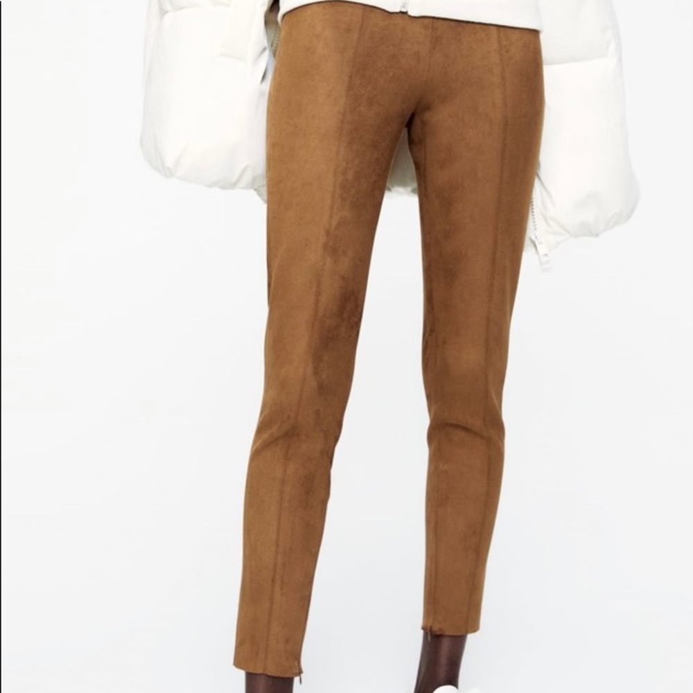 ZARA New with tag,Faux suede leggings(color brandy